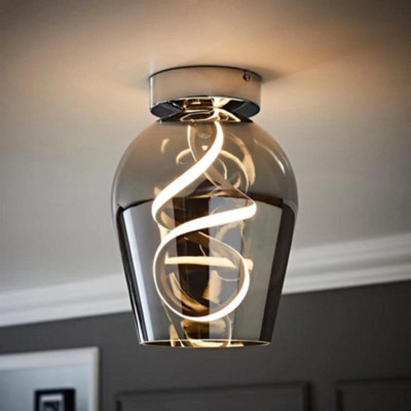 Image of ValueLights ValueLights Helix Smoked Glass Integrated LED Ceiling Light in Mid Grey Mid Grey One Size Unisex 5016529274469