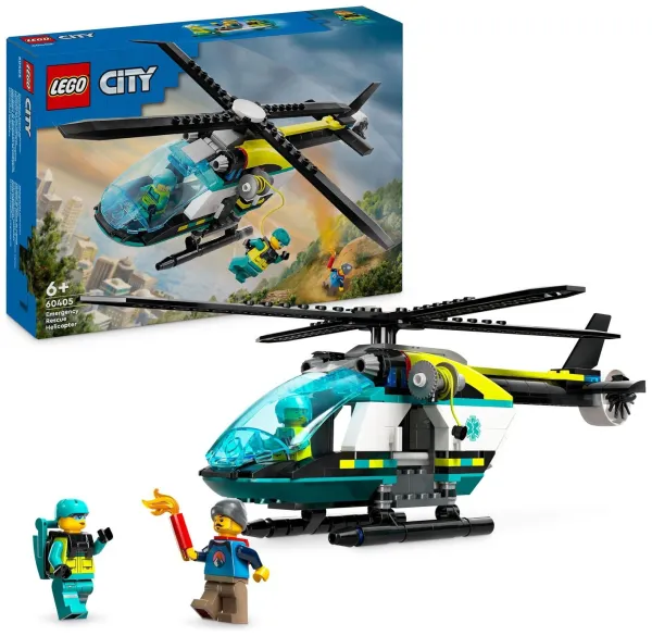 Image of LEGO City Emergency Rescue Helicopter Toy Vehicle 60405