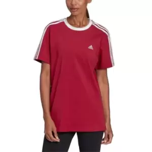 Image of adidas Essentials 3 Stripe T Shirt Ladies - Red