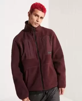 Image of Superdry Mens Expedition Fleece Jacket Red / Rich Deep Burgundy - Size: L