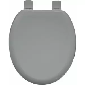 Image of Traditional Toilet Seat Grey Bathroom Round Bottom Fix Wood Bemis Sta-Tite