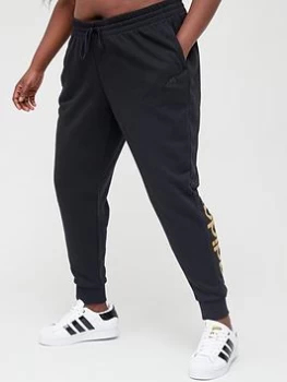 Image of adidas Essentials Linear Cuffed Pant (Plus Size) - Black/Gold, Size 4X, Women