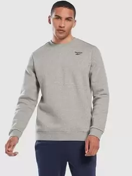 Image of Reebok Identity Left Chest Logo Crew Sweat Top - Medium Grey Heather, Size L, Men