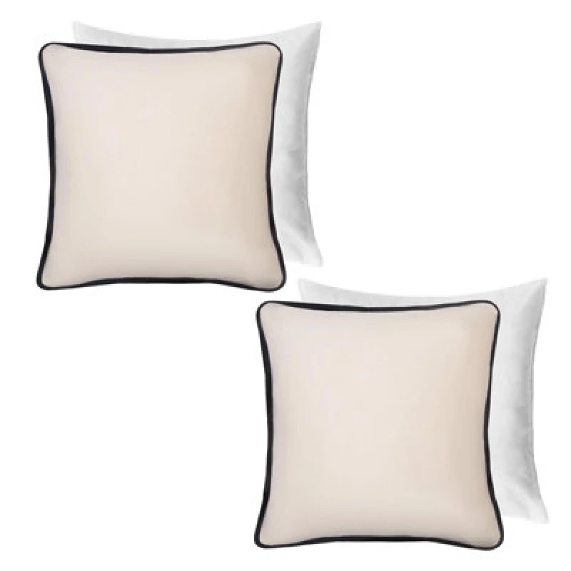 Image of OHS OHS 2 Pack Matte Velvet Piped Filled Cushion Covers Home Decor Set in Cream Size: 45cm x 45cm Cream 45cm x 45cm Unisex 5027434217892