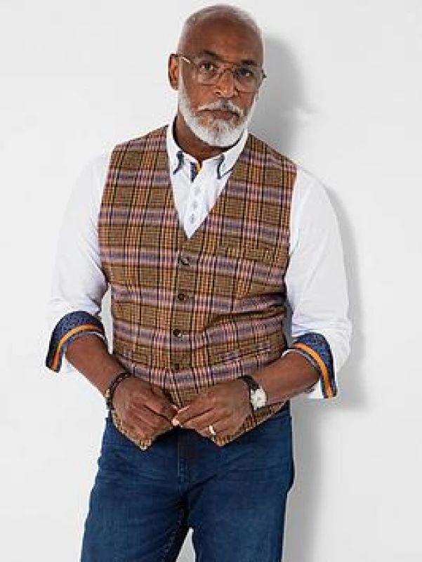 Image of Joe Browns Joe Browns Men Tailored Check Front Waistcoat Size: 38R Multi 38R Male 5059953310242