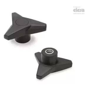 Image of Elesa - soft Three-arm knob-VB.839/63 SST-M8-Soft-C9 Black