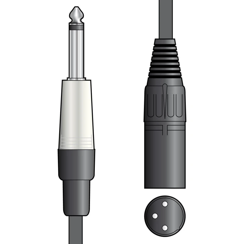 Image of Citronic 6m Male 3 Pin XLR to 6.35mm 1/4" Mono Jack Audio Patch Cable AVS-071236
