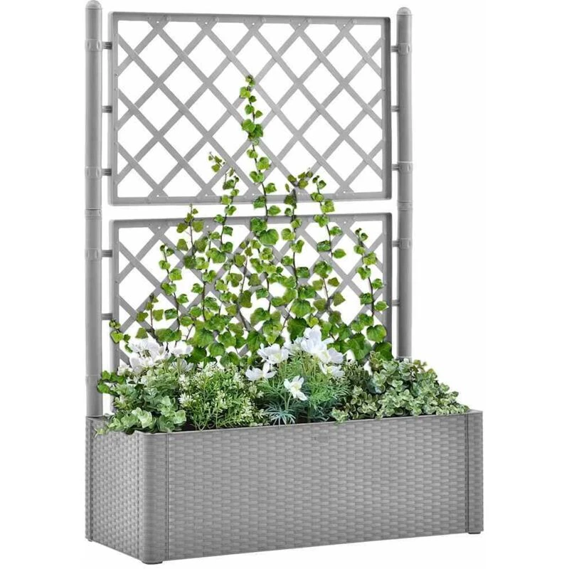 Image of VIDAXL Garden Raised Bed with Trellis and Self Watering System Grey Vidaxl 8720286817391