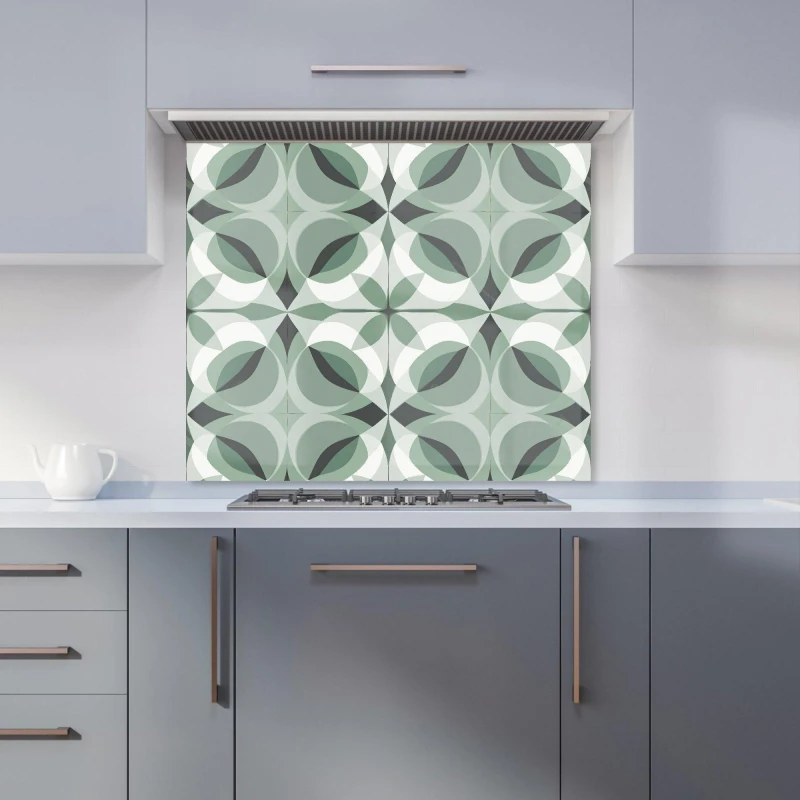Image of Warren Reed - Designer Geometric Green Grey Kitchen Splashback Size: 700mm x 650mm Green Unisex 700mm x 650mm