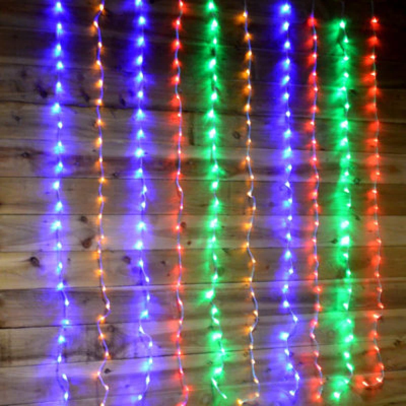 Image of Samuel Alexander Premier 240 LED 1.5M X 2M Tall Cascading Waterfall Curtain Light Multicoloured