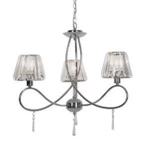 Image of Paria Multi Arm Chandelier with Shades, Chrome, Clear, 3x E27