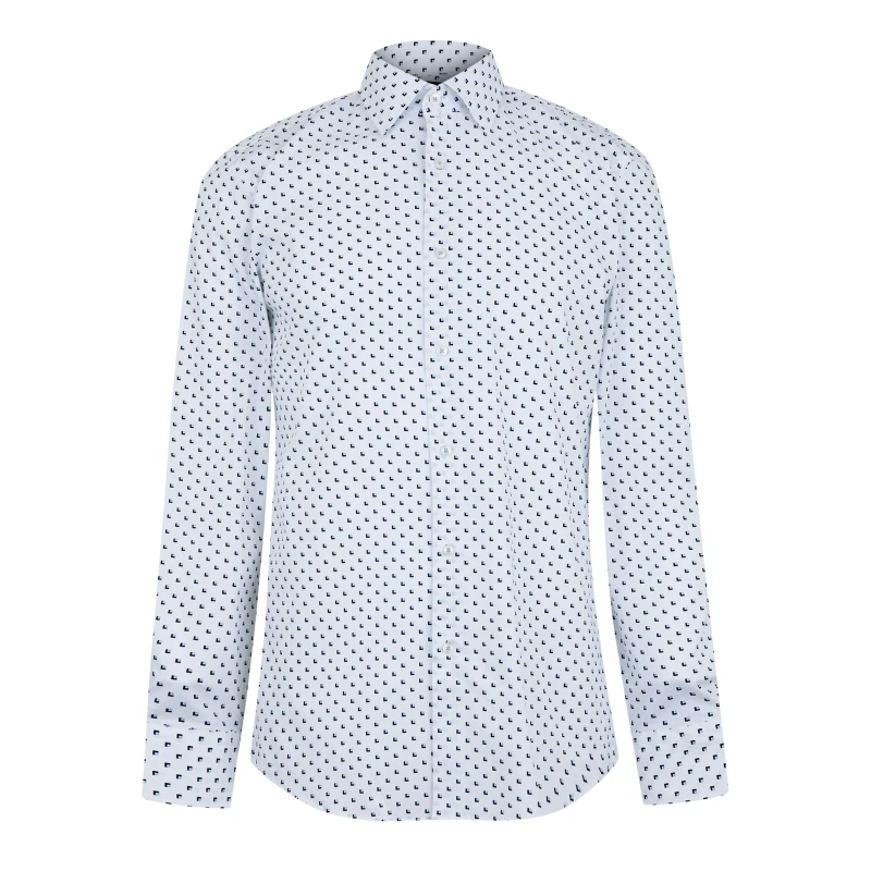 Image of Boss Mens HBB Plain Long-Sleeve Shirt White 100 male 15 inch