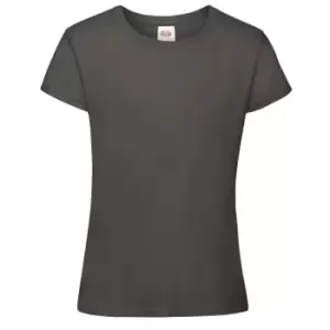 Image of Fruit Of The Loom Girls Sofspun Short Sleeve T-Shirt (Pack of 2) (3-4) (Light Graphite)