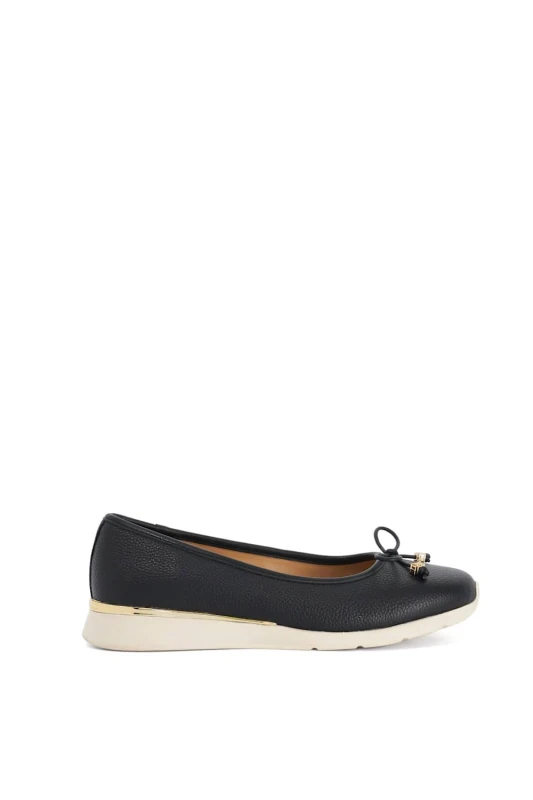 Image of Dune London Womens 'Highline' Leather Ballet Pumps in Black Size: 4 Black Female 4