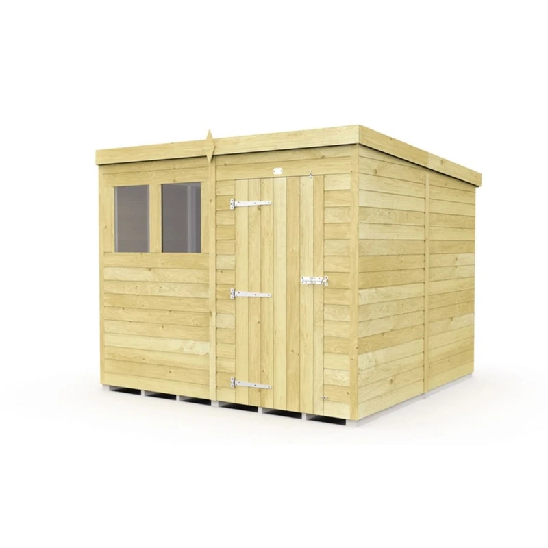 Image of Buttercup Farm 8 x 8 Feet Pent Shed - Single Door W/ Windows - L231 x W243 x H201cm in Brown Brown Unisex
