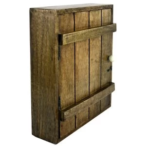 Image of Solid Wood Wall Hanging Key Cabinet with 6 Hooks