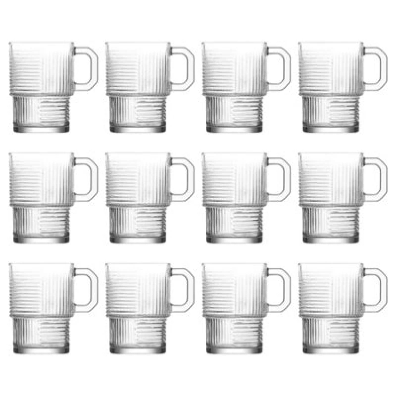 Image of LAV Helen Stacking Glass Coffee Cups - 270ml - Pack of 12 Clear
