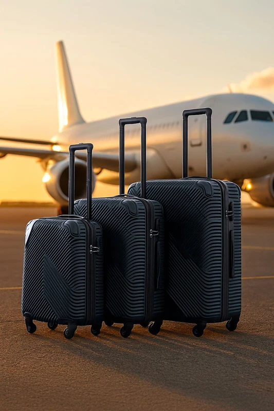 Image of Neo 3 Piece Hard Shell Luggage Suitcase Set Navy