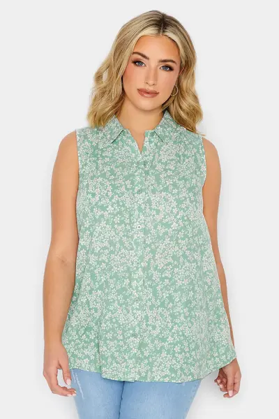 Image of Yours Printed Blouse Green