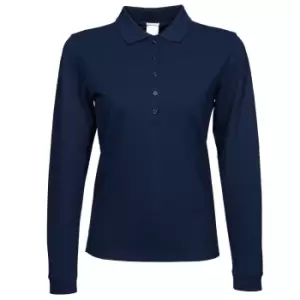 Image of Tee Jays Womens/Ladies Luxury Stretch Long Sleeve Polo Shirt (XL) (Navy Blue)