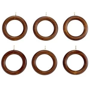 Image of Colours Modern Walnut Effect Wood Curtain Ring Dia35mm