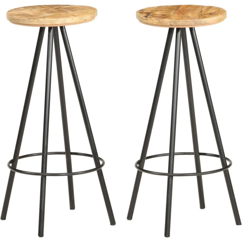 Image of VIDAXL Bar Stools 2 pcs Rough Mango Wood vidaXL 8719883827131