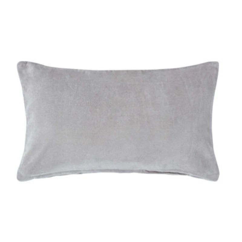Image of Homescapes Light Grey Velvet Rectangular Cushion Cover, 30 X 50 Cm