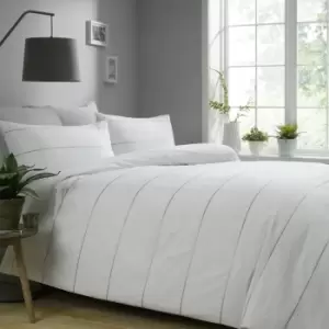 Image of Appletree Salcombe White 100% Cotton Duvet Cover and Pillowcase Set White