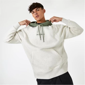 Image of Jack Wills Colour Block Hoodie - Ecru Marl