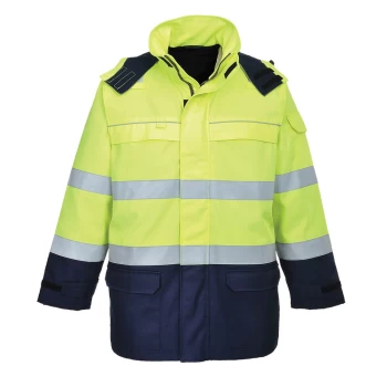 Image of Biz Flame Hi Vis Flame Resistant Multi Arc Jacket Yellow / Navy M