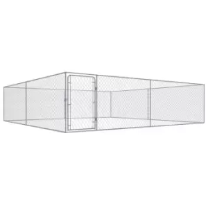 Image of Vidaxl Outdoor Dog Kennel Galvanised Steel 4X4X1 M