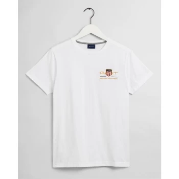 Image of Gant Embroidered Short Sleeve T Shirt - White