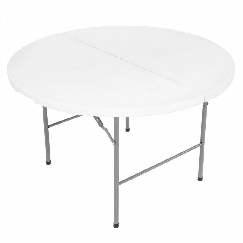 Image of Oypla 4ft Round Folding Trestle Table in White White Unisex