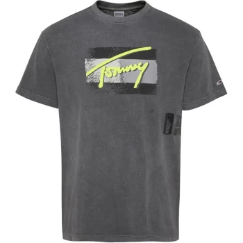 Image of Tommy Jeans Faded Flag T Shirt Mens - Black