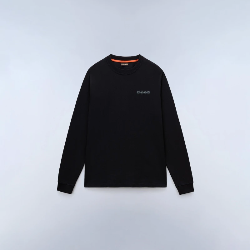 Image of Napapijri Mens Napa Back Graphic Long Sleeve T-Shirt Black Beauty male XL