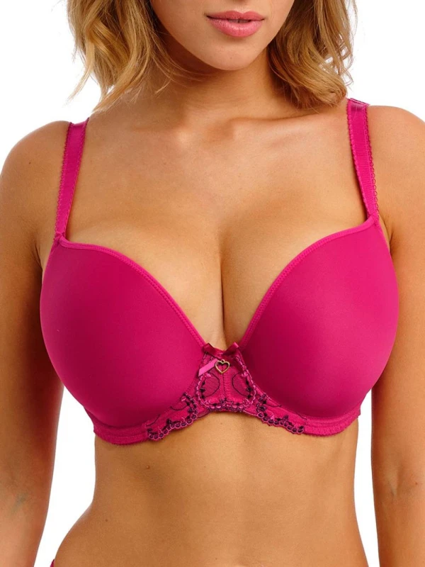 Image of Freya Womens Laurine Plunge T-Shirt Bra in Pink Size: 38FF Pink Female 38FF
