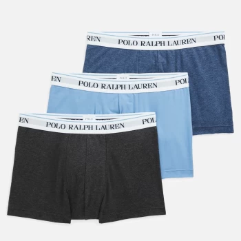 Image of Polo Ralph Lauren Mens 3 Pack Classic Trunk Boxer Shorts - Navy/Sky/Blue - L
