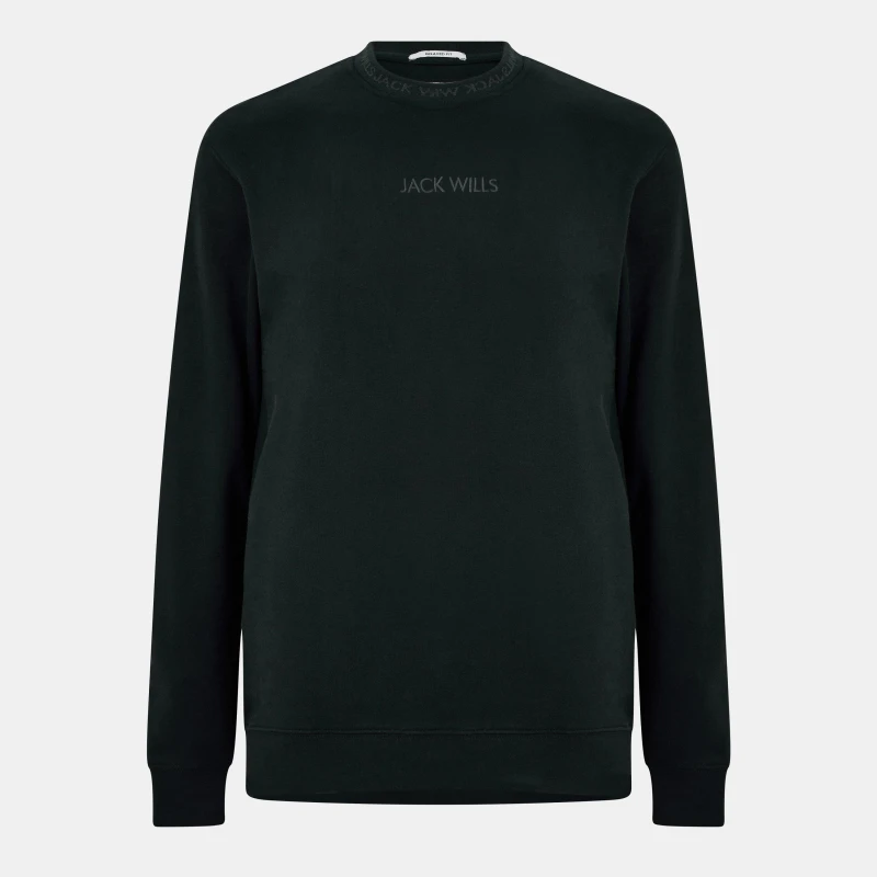 Image of Jack Wills Jacquard Crew Sweatshirt Mens Black 09 male XS