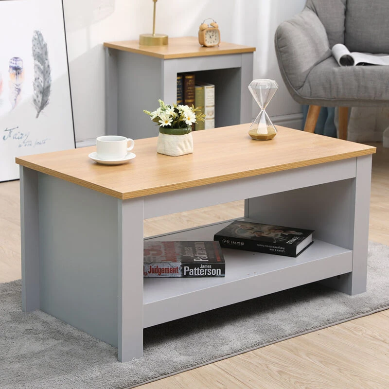 Image of FURNITURE HMD Furniture Hmd - Coffee Table with Storage Shelf Living Room Furniture,Grey 25385-HMD