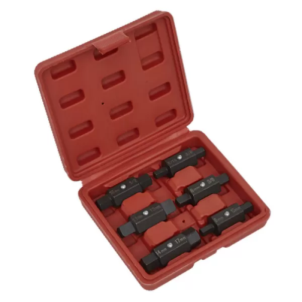 Image of Genuine SEALEY AK658 Oil Drain Plug Key Set 6pc Double End