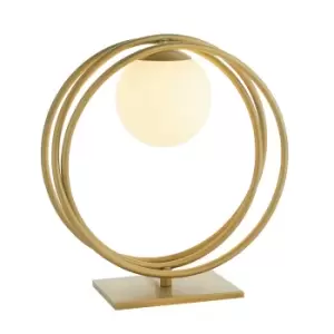 Image of Bergamo Table Lamp Brushed Gold Paint & Gloss Opal Glass