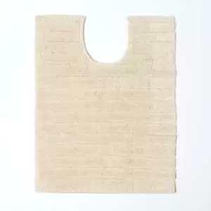 Image of Homescapes - Ribbed Cotton Spa Style Cream Pedestal Mat - Natural - Natural - Natural