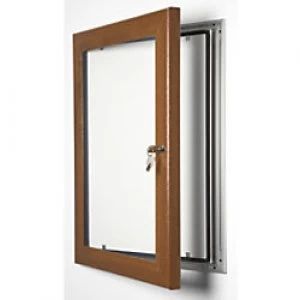 Image of Stewart Superior Wall Mountable Lockable Poster Case 38 x 51cm Dark Wood