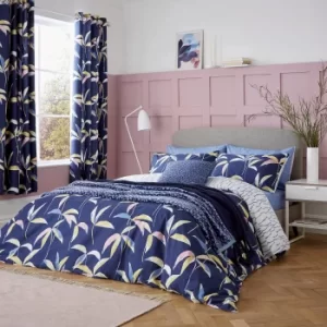 Image of Helena Springfield Viva Navy Duvet Cover Set Navy Blue, Pink and Yellow