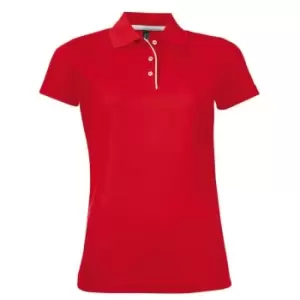 Image of SOLS Womens/Ladies Performer Short Sleeve Pique Polo Shirt (XXL) (Red)