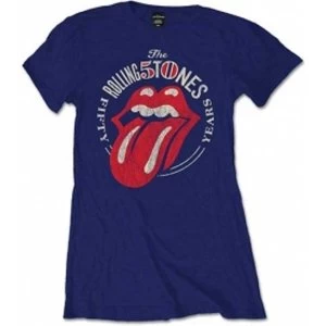 Image of Rolling Stones 50th Anni Vintage Navy Ladies TS: Small