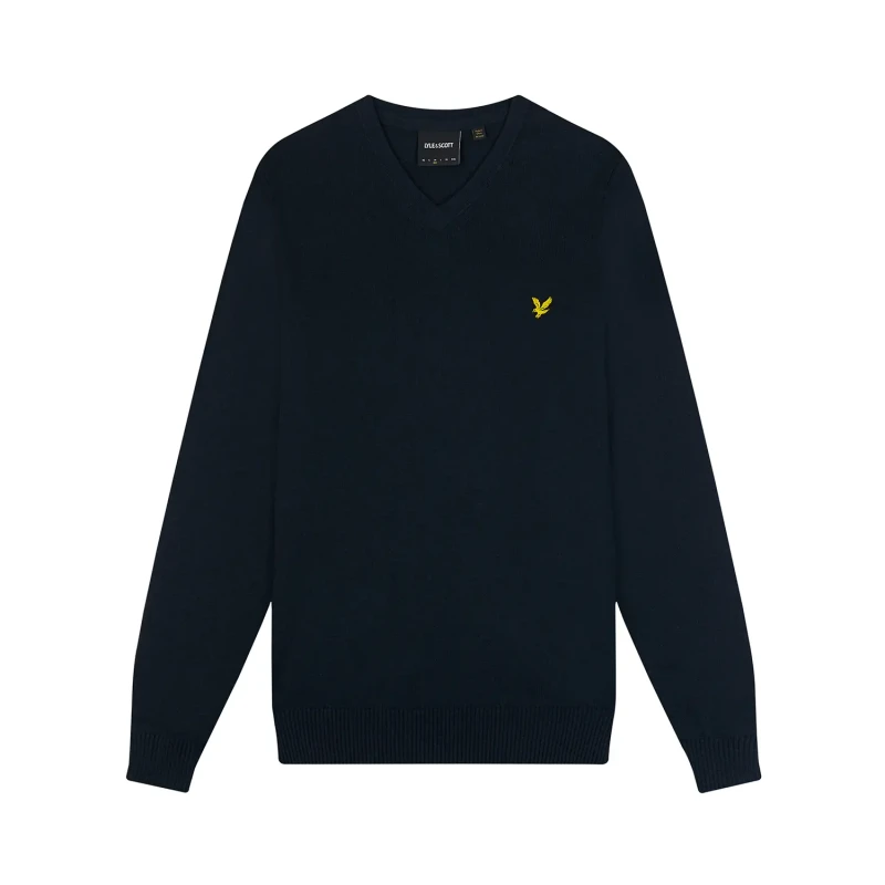 Image of Lyle and Scott Merino V Neck Jumper - Blue Blue S