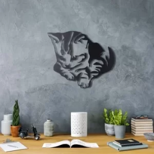 Image of Cute Cat Black Decorative Metal Wall Accessory
