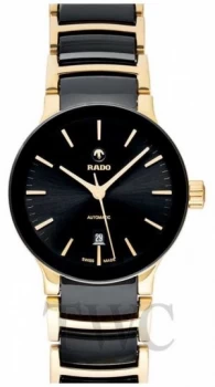 Image of RADO Mens Centrix Automatic Black And Gold PVD Ceramic Watch
