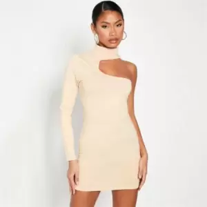 Image of I Saw It First Cotton Cut Out High Neck Mini Dress - Brown